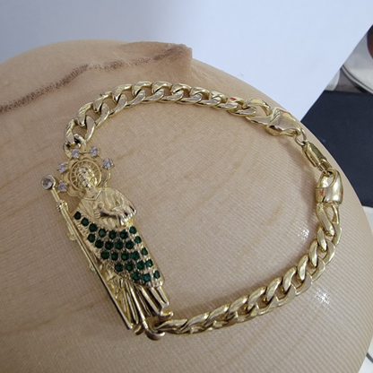 Pulsera Cubana - San Judas 14k/8mm/8pulgadas