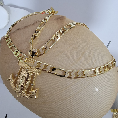 Cadena Cubana Virgen 14k/8mm/24 pulgadas
