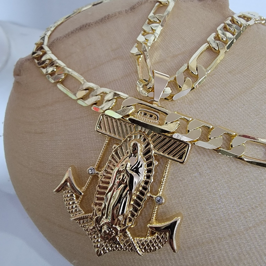 Cadena Cubana Virgen 14k/8mm/24 pulgadas