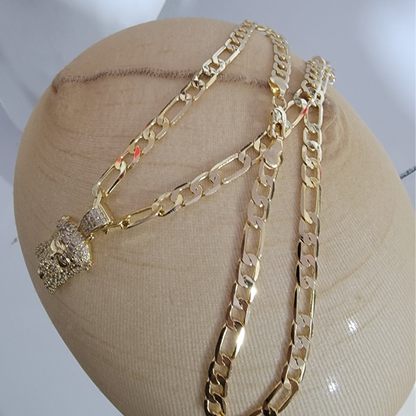 Cadena Cruz Diamante 14k/8mm/24 pulgadas