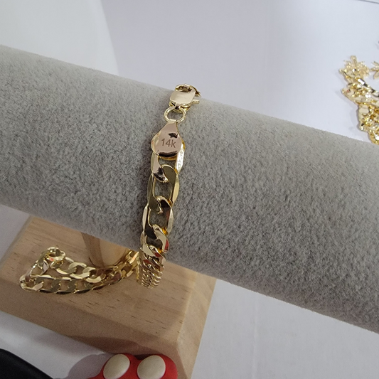 Pulsera 1A1 Planchado 14K/8mm/9pulgadas