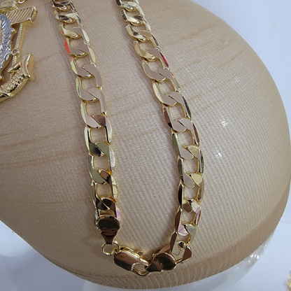 Cadena Cubana Virgen Tri Color 14k/6mm/24 pulgadas