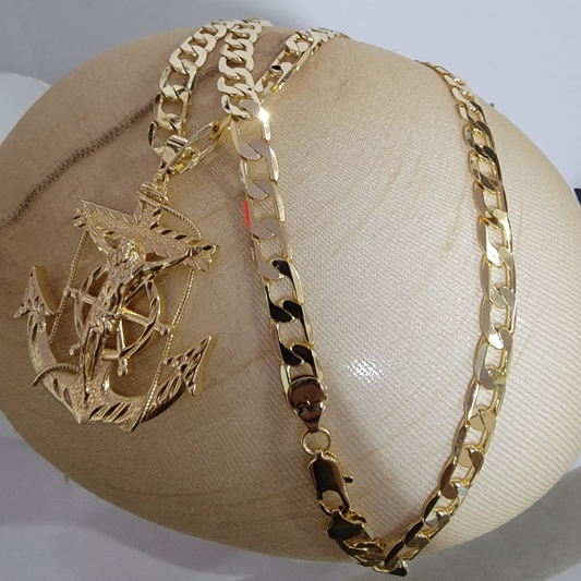 Cadena Ancla Cristo 14k/8mm/24 pulgadas