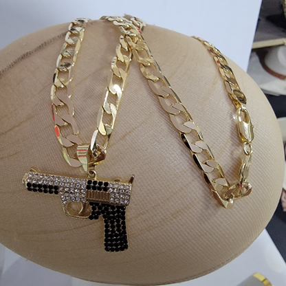 Cadena Cubana Arma 14k/8mm/24 pulgadas