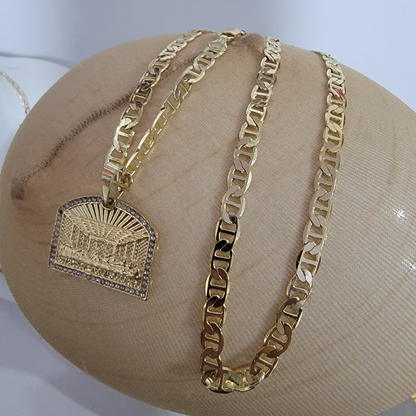Cadena Plana Santa Cena 14k/6mm/24 pulgadas