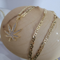 Cadena Hoja de Marihuana 14k/6mm/24 pulgadas