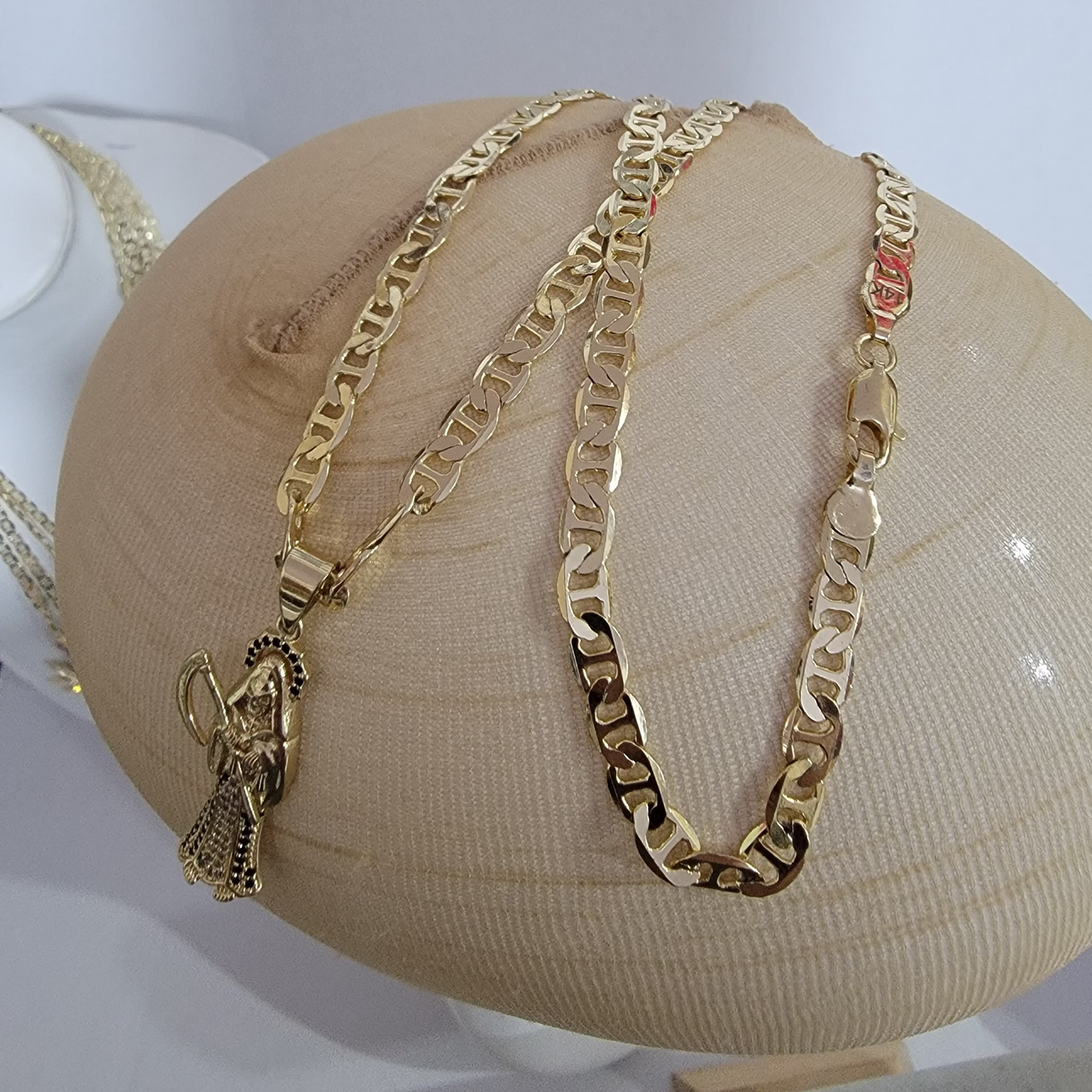 Cadena Santa Muerte 14k/6mm/24 pulgadas