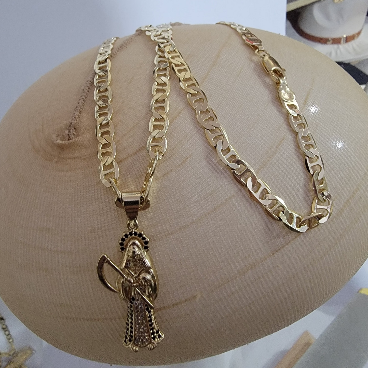 Cadena Santa Muerte 14k/6mm/24 pulgadas