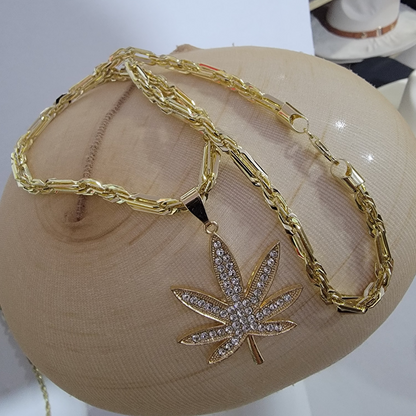 Laso Figaro Torsal Hoja De Marihuana 14k/6mm/24 pulgadas