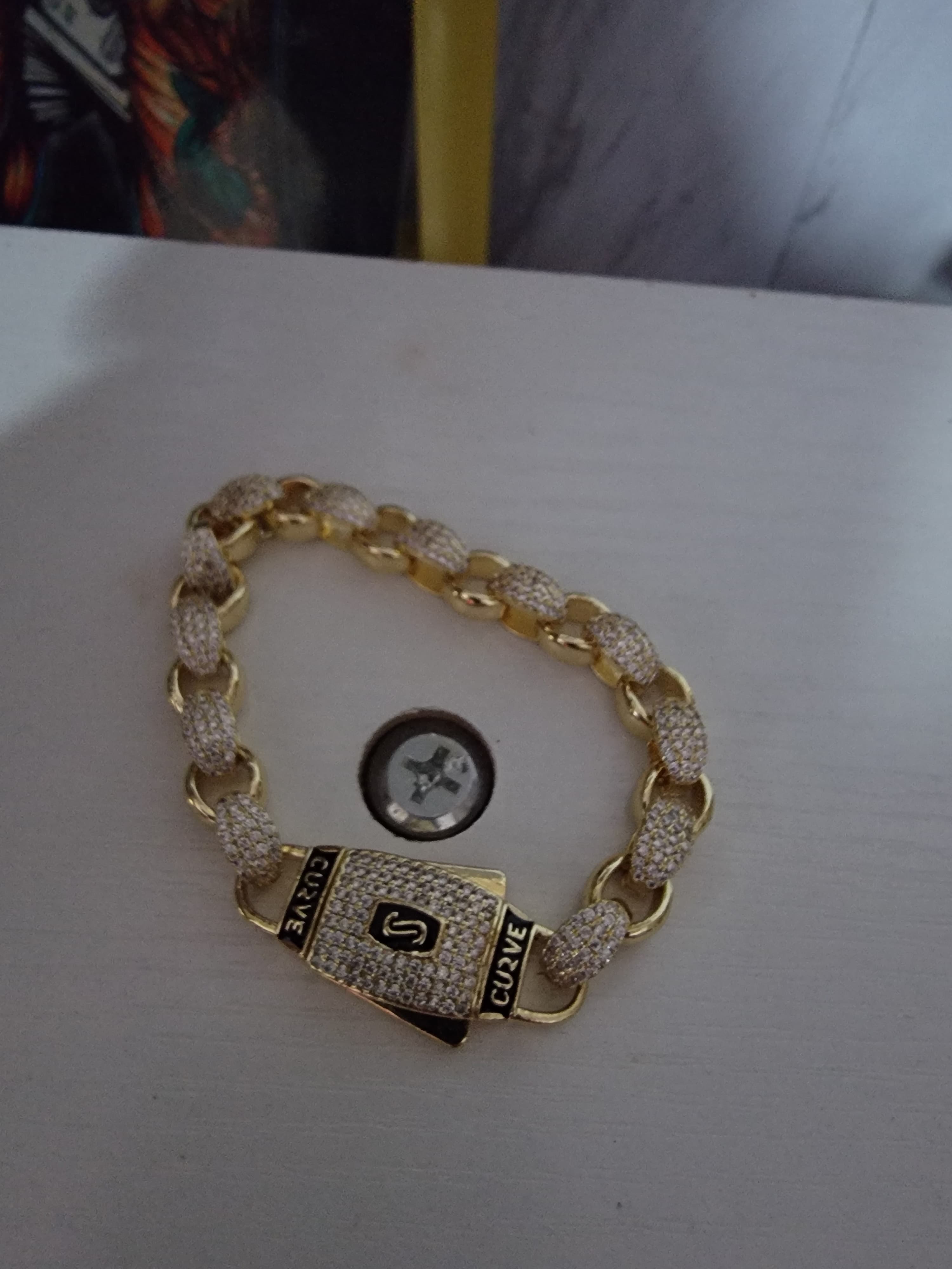 Pulsera Mónaco Diamantada 10mm Chapada en Oro 14K – Lujo Sofisticado