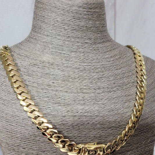 Cadena Cubana Mónaco Chain Chapada en Oro 14K – Alta Gama