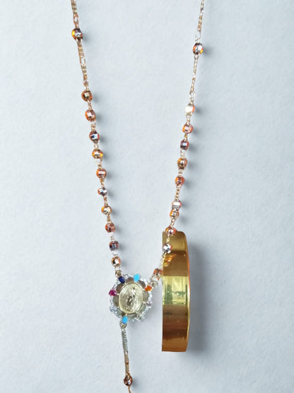 Rosario Tricolor Chapado en Oro 14K – 5 mm, 27