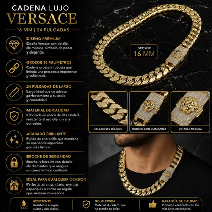 Cadena Versace broche de diamantes alta gama