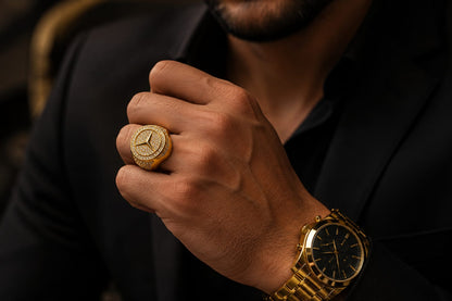 Anillo Mercedes-Benz Electrochapado en Oro 14K | Acero Inoxidable Premium