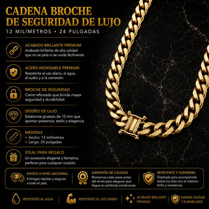 Cadena Cubana Broche de Seguridad 12 mm