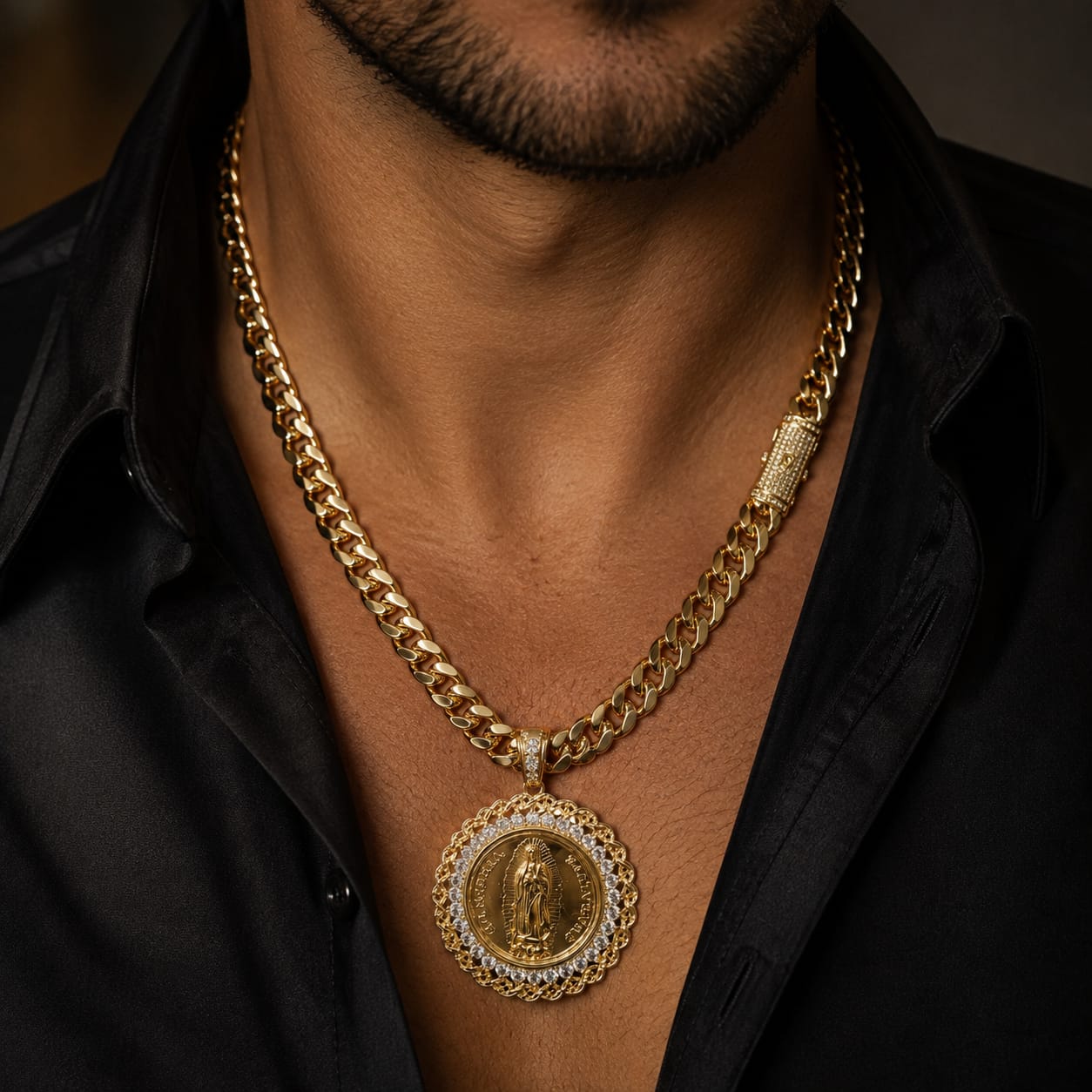 Cadena Monaco Medalla De La Virgen