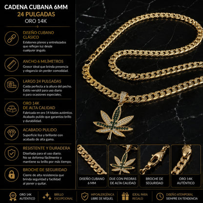 Cadena Cubana 6MM-Dije de calidad