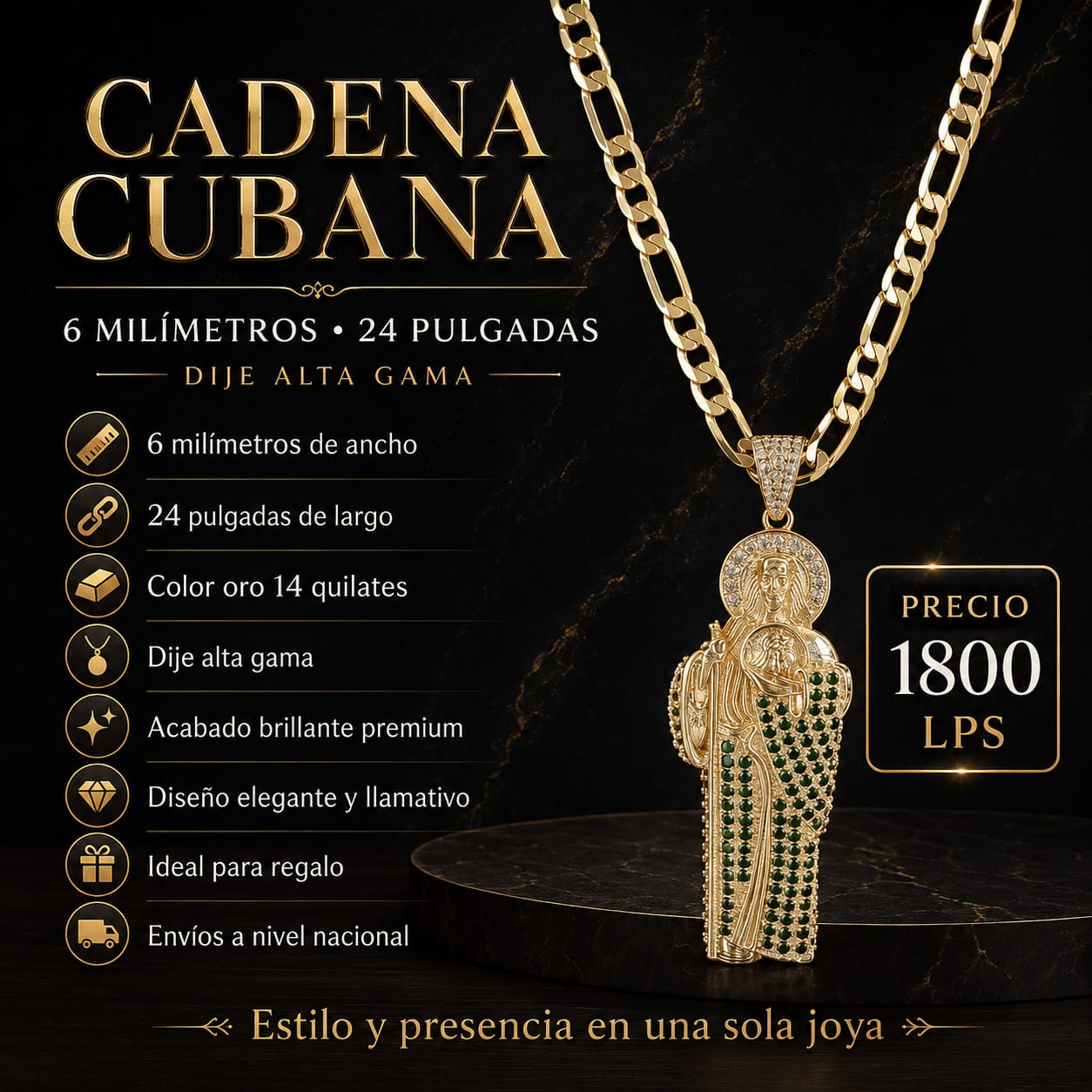 Cadena Cubana San Judas 6MM