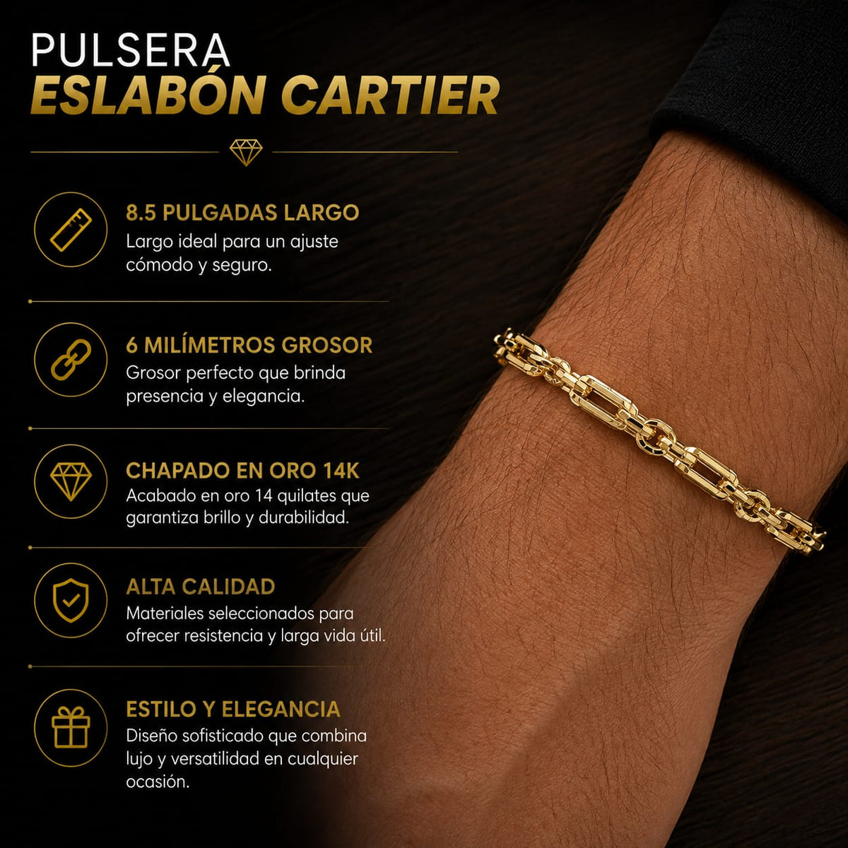 Pulsera Tipo Brazalete Con Dije De Lujo