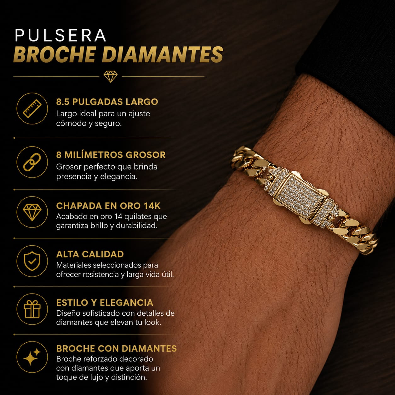Pulsera Broche De Diamantes De Lujo