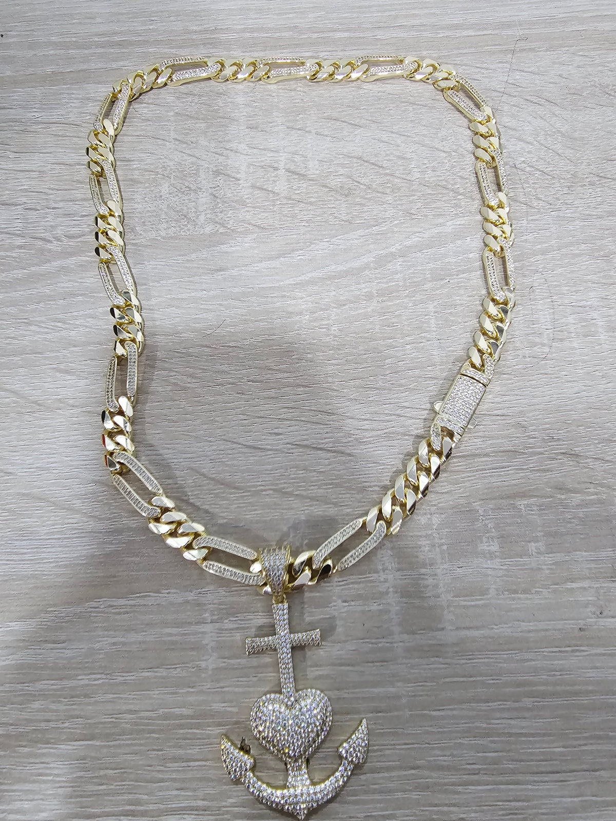 cadena cubana 10 con dije milímetros full diamantada