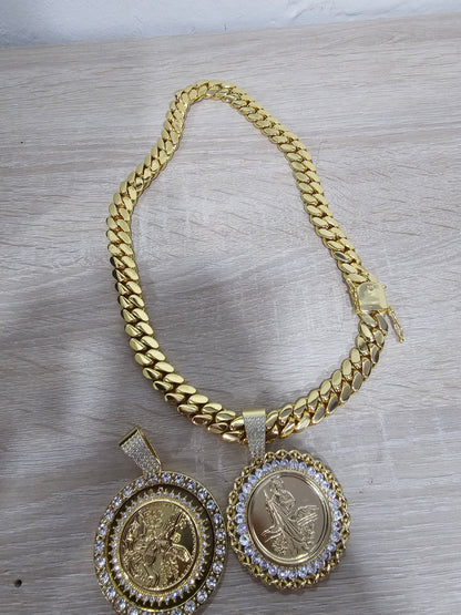 cadena primium con dije alta calidad 5 capas de oro