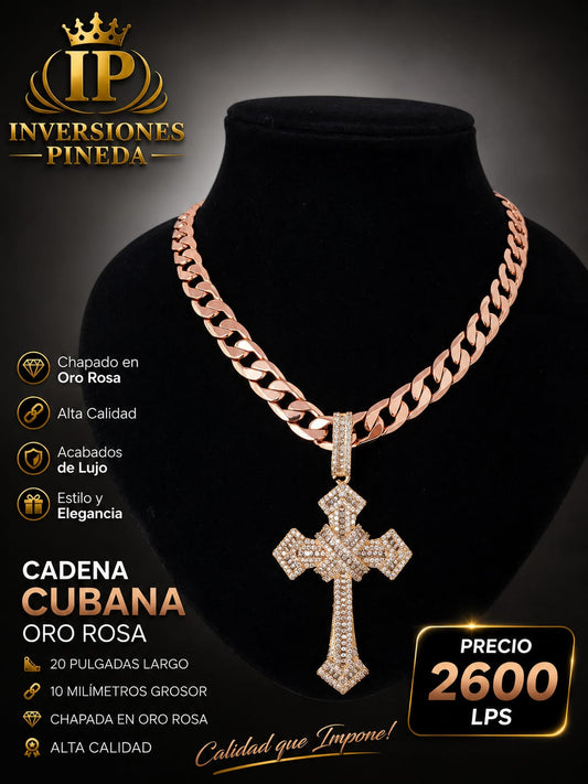 cadena cubana chapado oro rosa