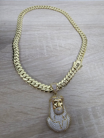 Mónaco chain con dije broche liso alta gama 12 milímetros