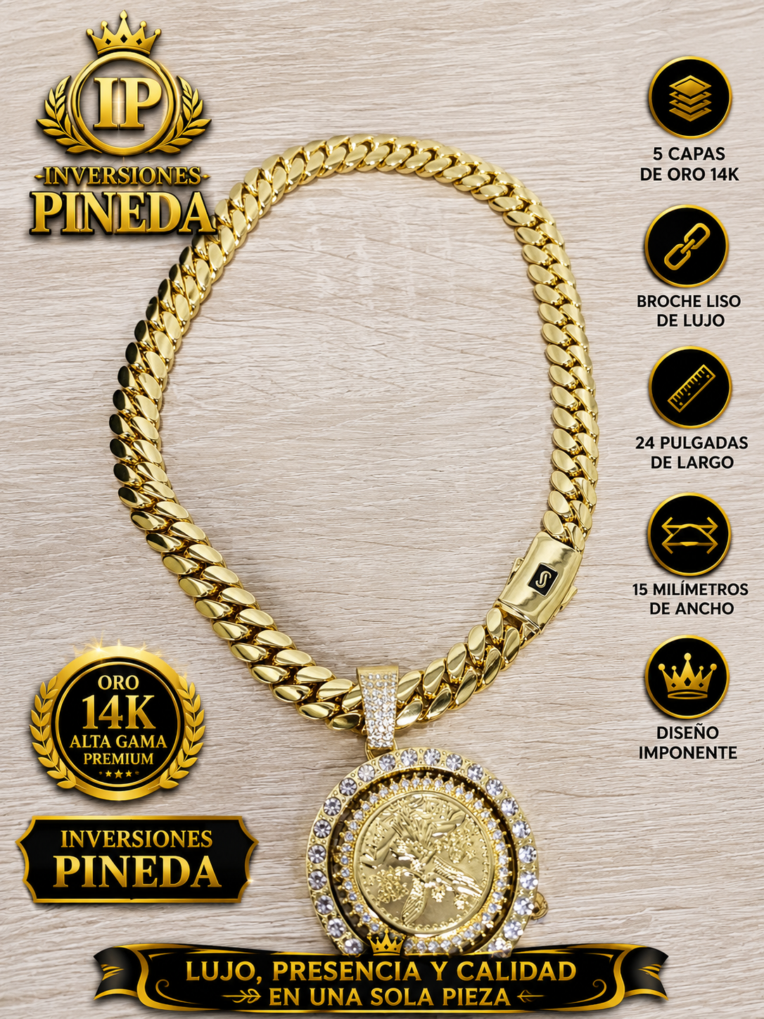 cadena con dije 15 milímetros