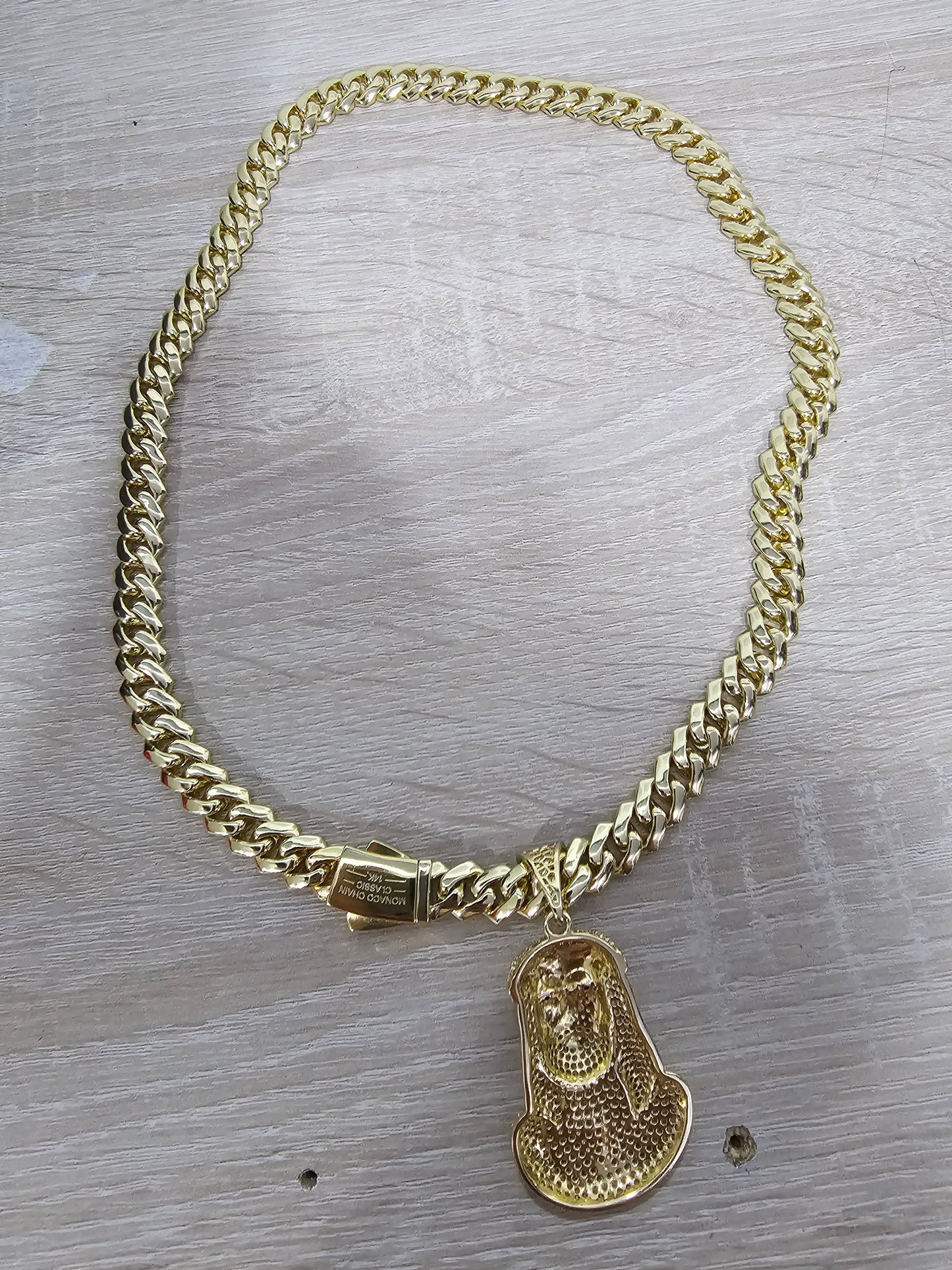 Mónaco chain con dije broche liso alta gama 12 milímetros