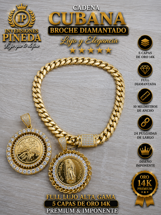cadena cubana 10 mlm broche diamantado dije a elección