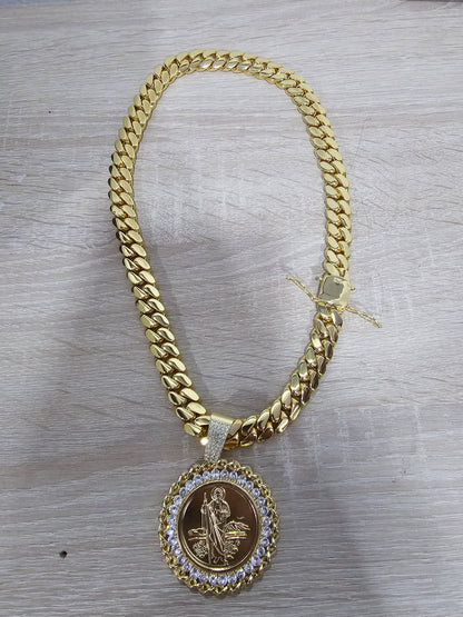 cadena primium con dije alta calidad 5 capas de oro