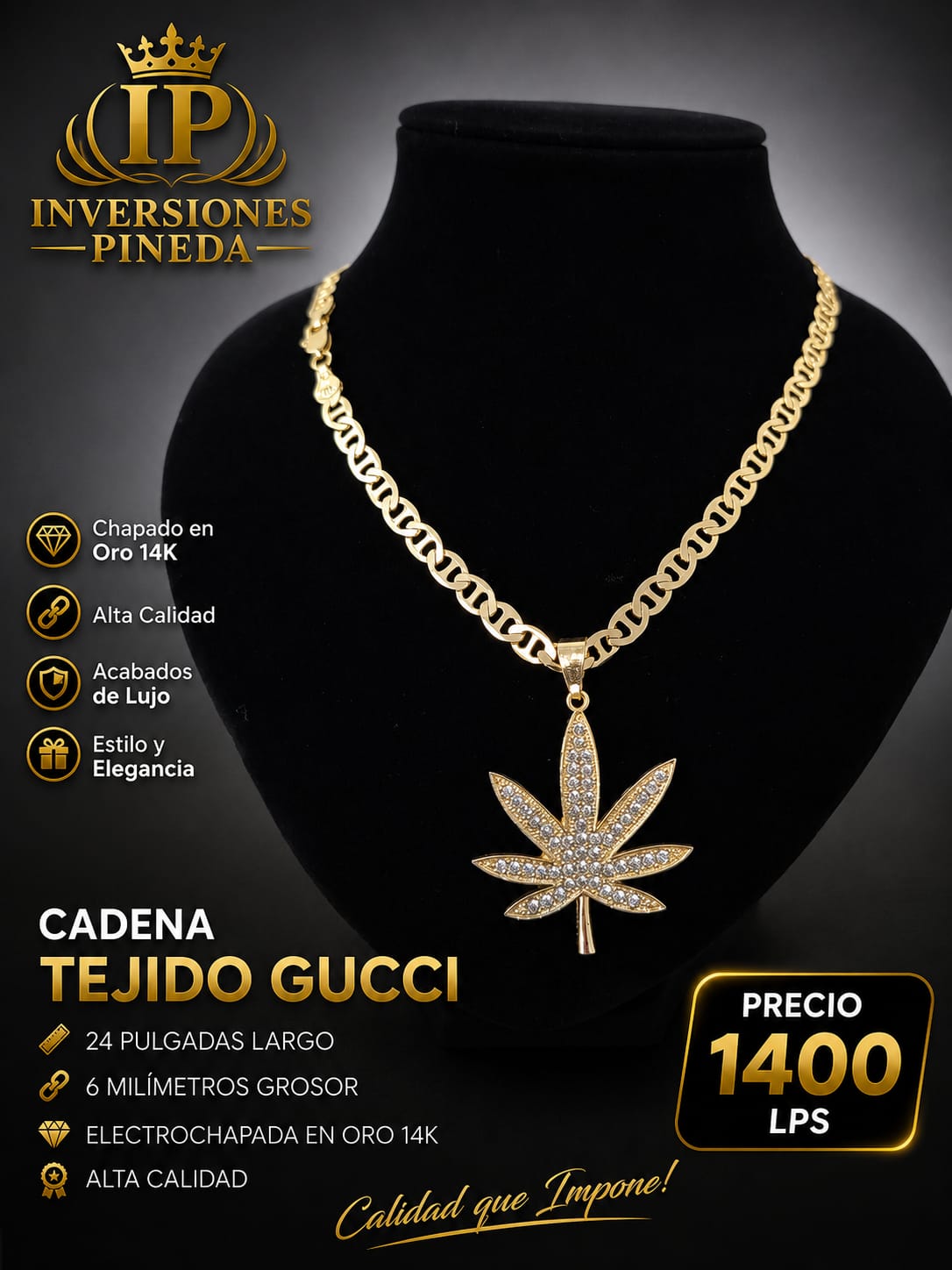 cadena tegido guchi plana