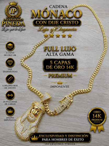Mónaco chain 6 milímetros dije cristo zirconias