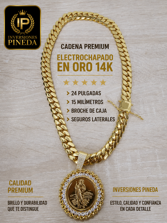 cadena primium con dije alta calidad 5 capas de oro