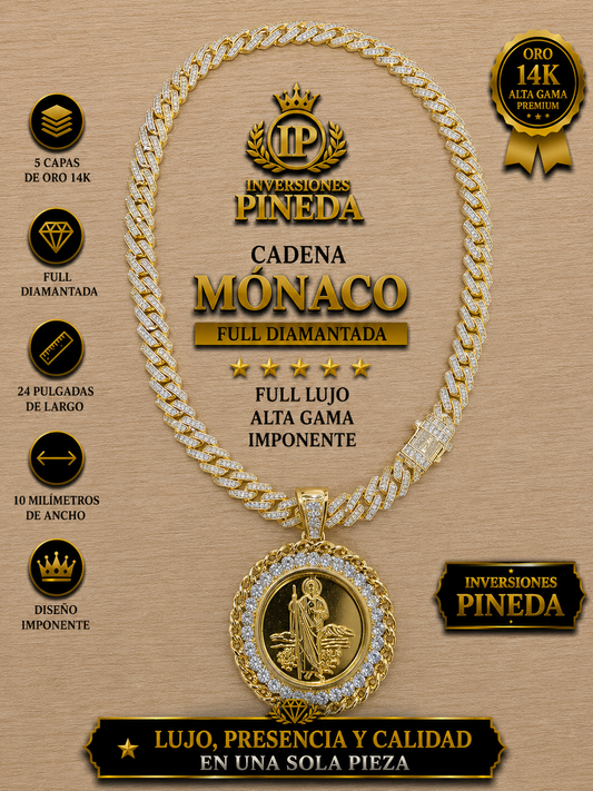 Mónaco chain con dije diamantado 10 milímetros